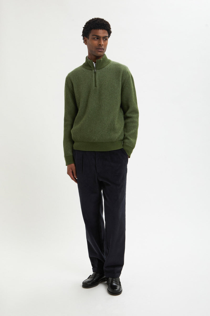 HALF-ZIP MOCK NECK JUMPER