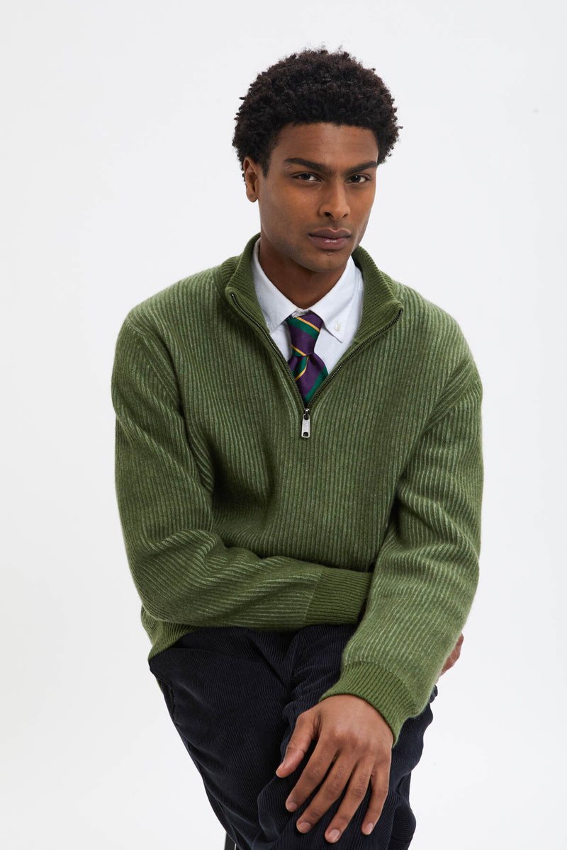 HALF-ZIP MOCK NECK JUMPER