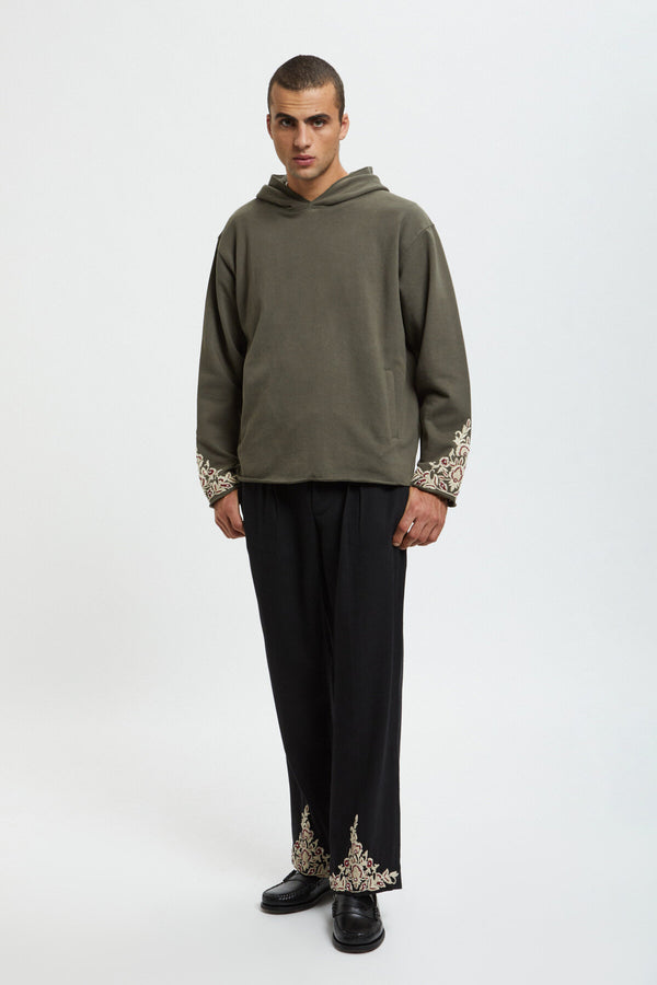 Kartik Research x Baracuta Embroidered Pleated Trouser