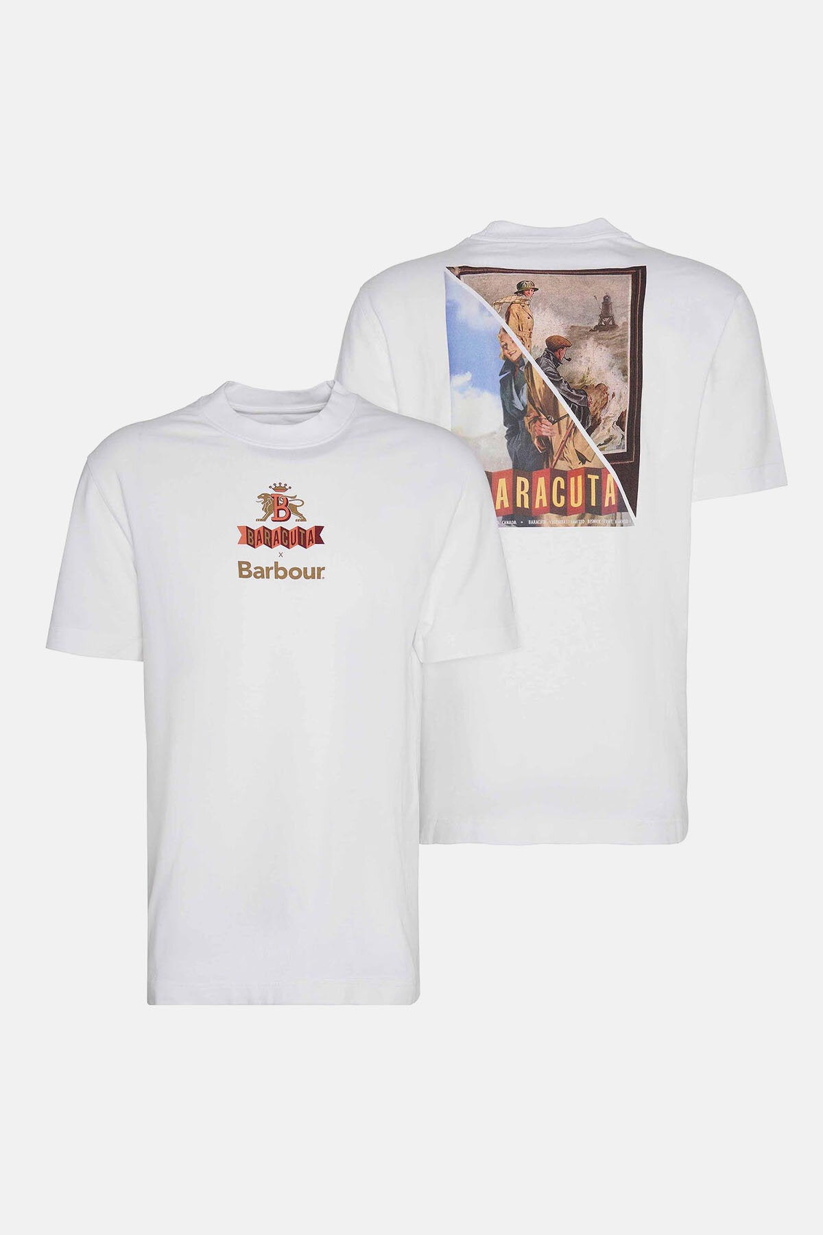 Tシャツ・カットソー Barbour FW24 T-SHIRT WITH LOGO (BRTEE0018 UT2890800) Barbour x Baracuta Archive Men's T-Shirt White BRTEE0018