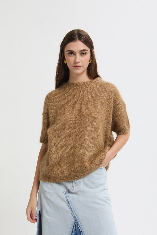 Maglione a Mezza Manica con Scollo Tondo