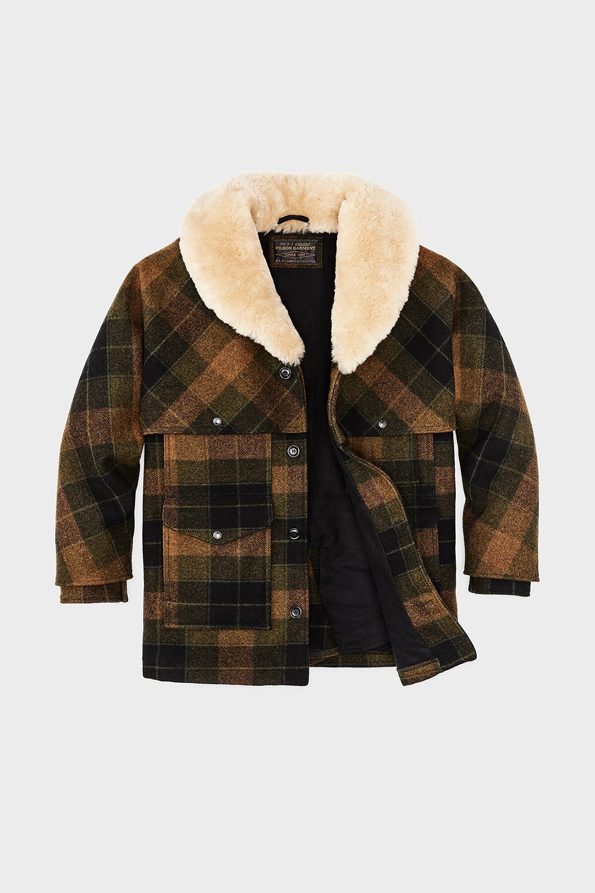 LINED MACKINAW WOOL PACKER COAT Loden heather plaid by Filson Man Men WP Store