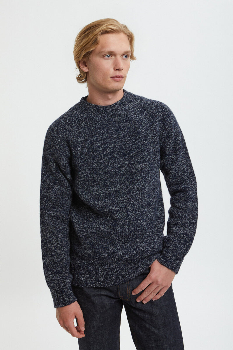 3GG CREWNECK SWEATER Navy gray marl by Filson Man Men WP Store