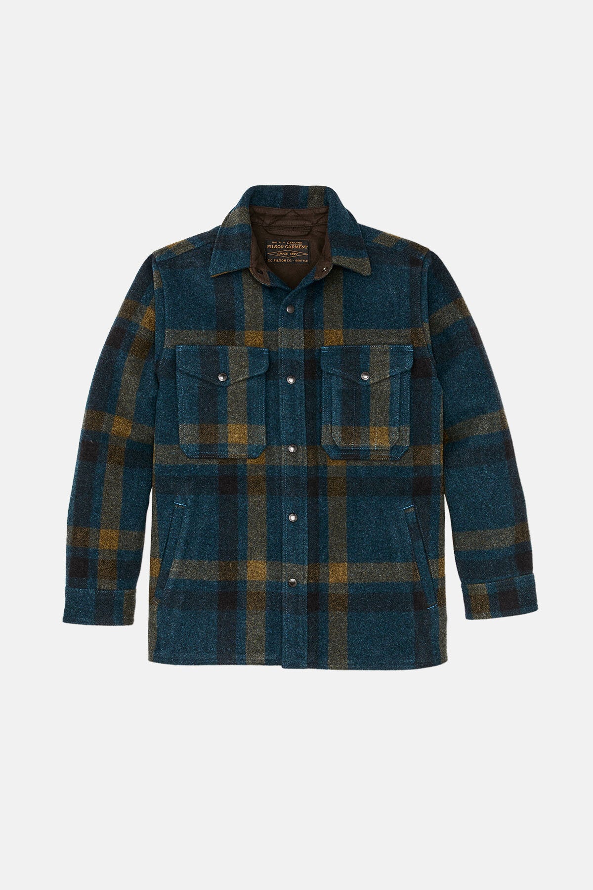 LINED MACKINAW WOOL JAC-SHIRT Teal / ochre plaid by Filson Man