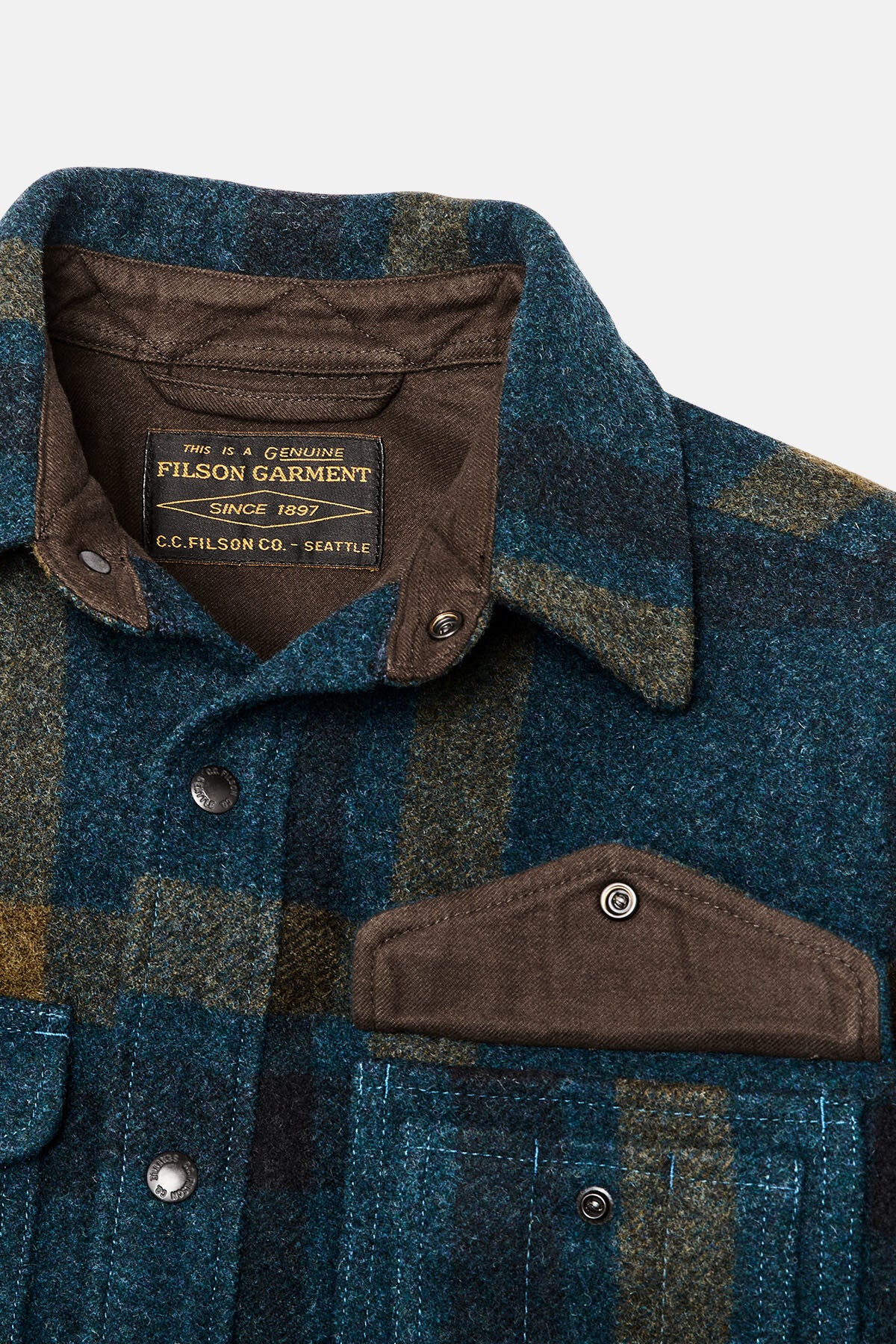 LINED MACKINAW WOOL JAC-SHIRT Teal / ochre plaid by Filson Man