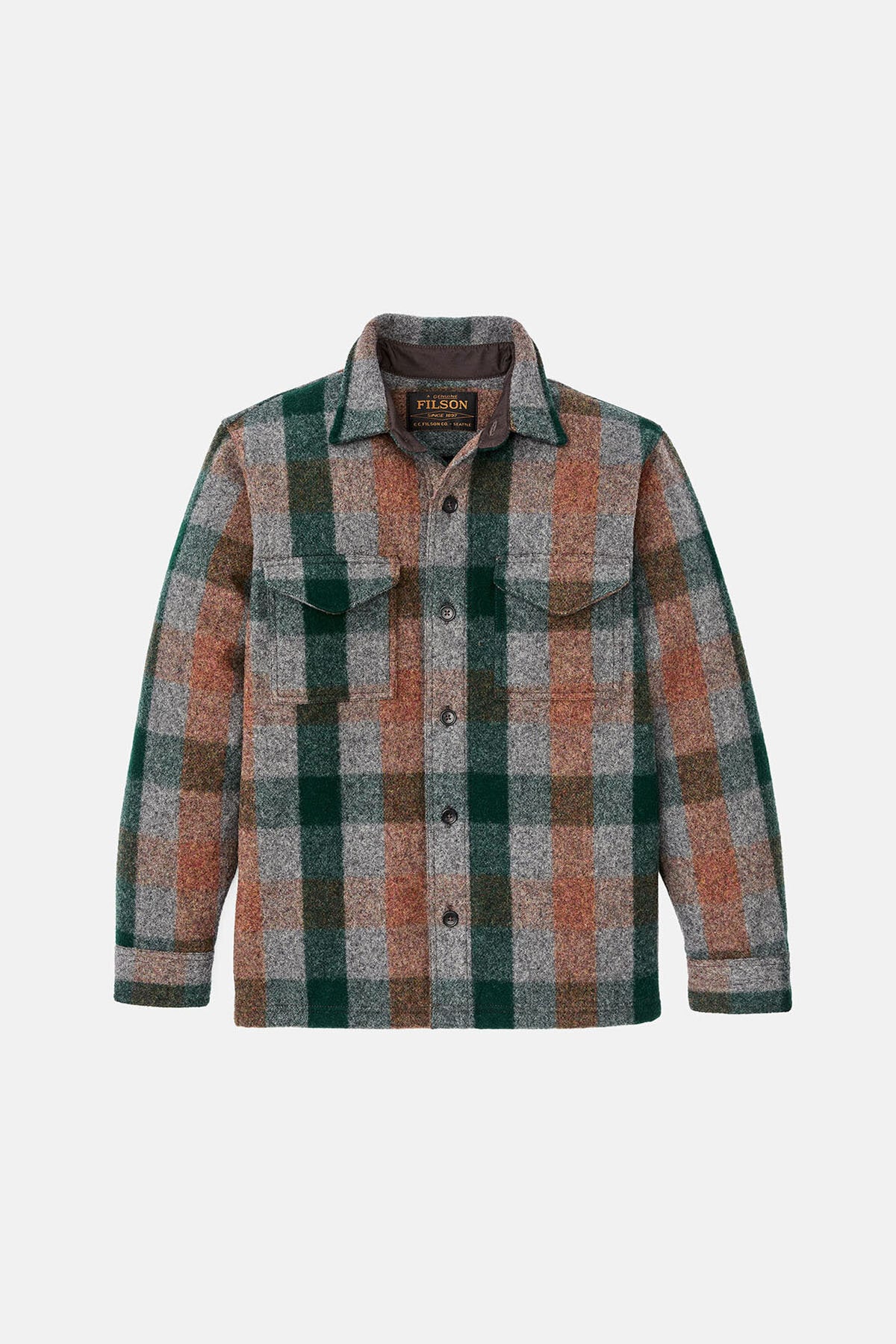 MACKINAW WOOL JAC-SHIRT Green / orange / gra by Filson Man | Men