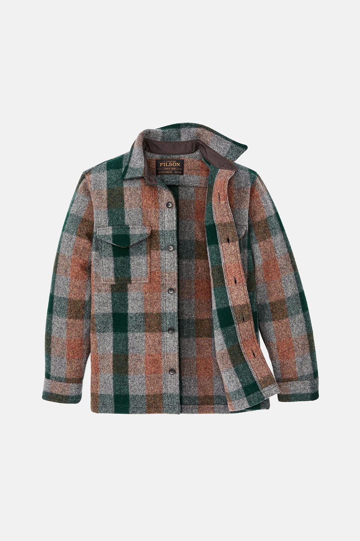 MACKINAW WOOL JAC-SHIRT Green / orange / gra by Filson Man | Men