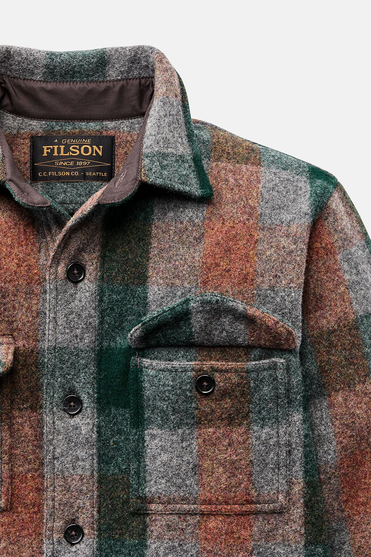 MACKINAW WOOL JAC-SHIRT Green / orange / gra by Filson Man | Men