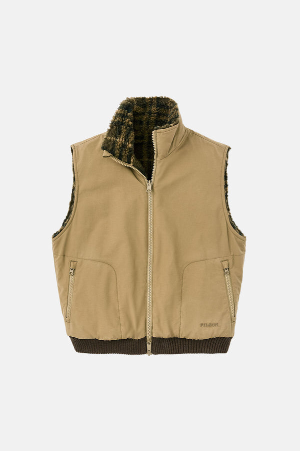 GILET REVERSIBILE IN PILE DI LANA DA DONNA