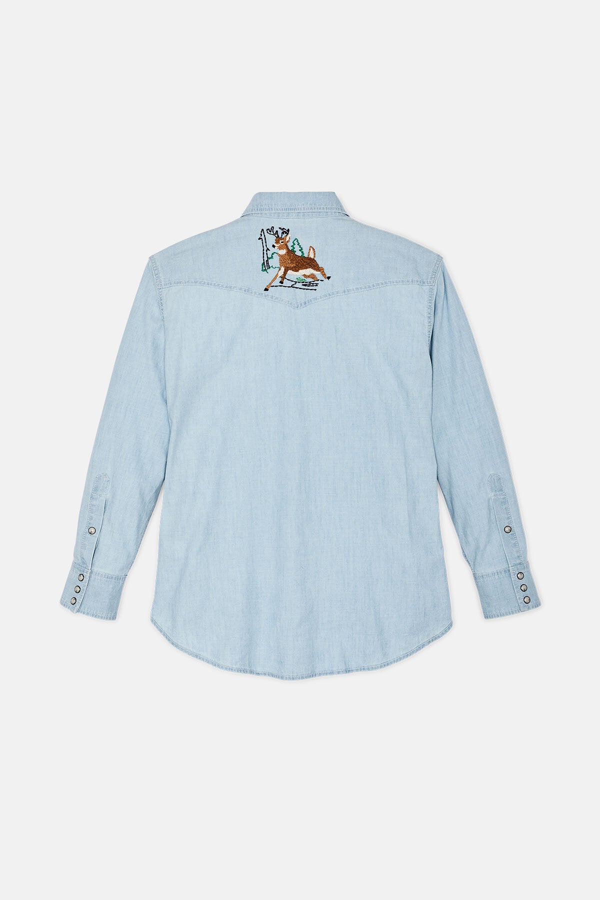 WOMEN'S EMBROIDERED WESTERN SHIRT Light indigo chambra by