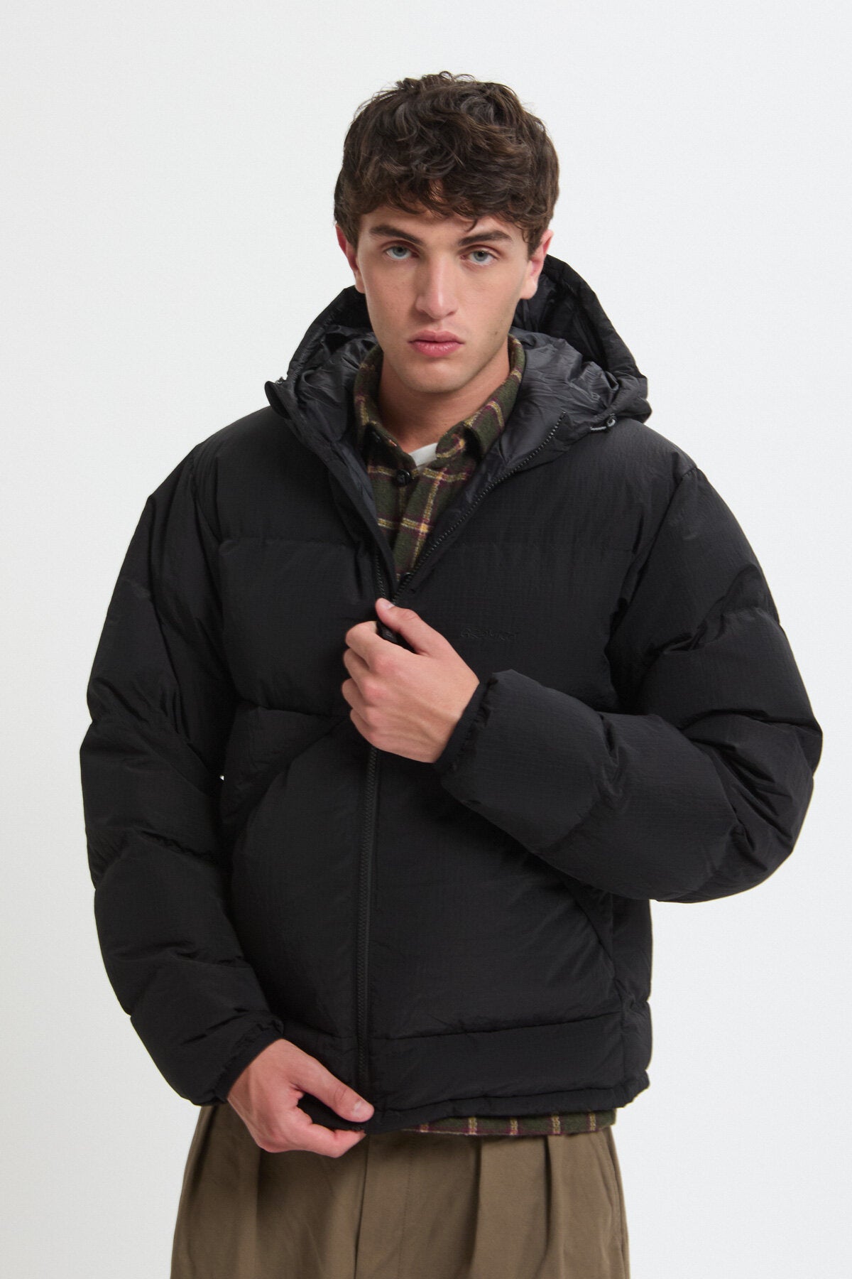 Down Puffer Hooded Jacket Black by Gramicci | Men | WP Store