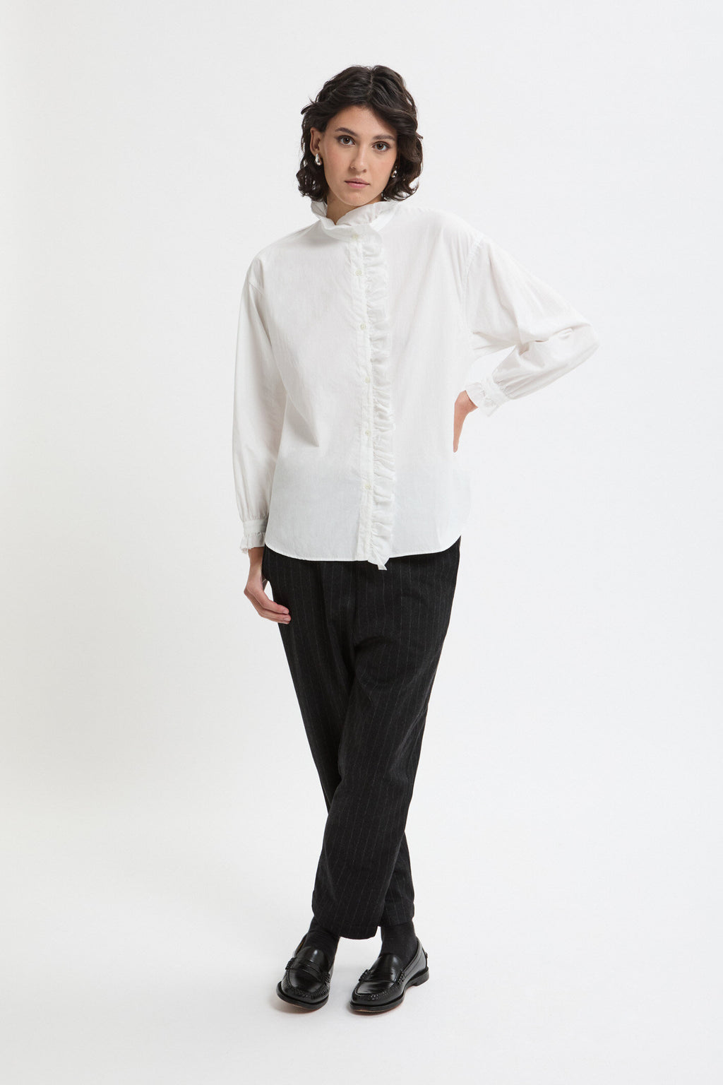 Ruffle Collar Shirt Off white by Kagure | Women | WP Store