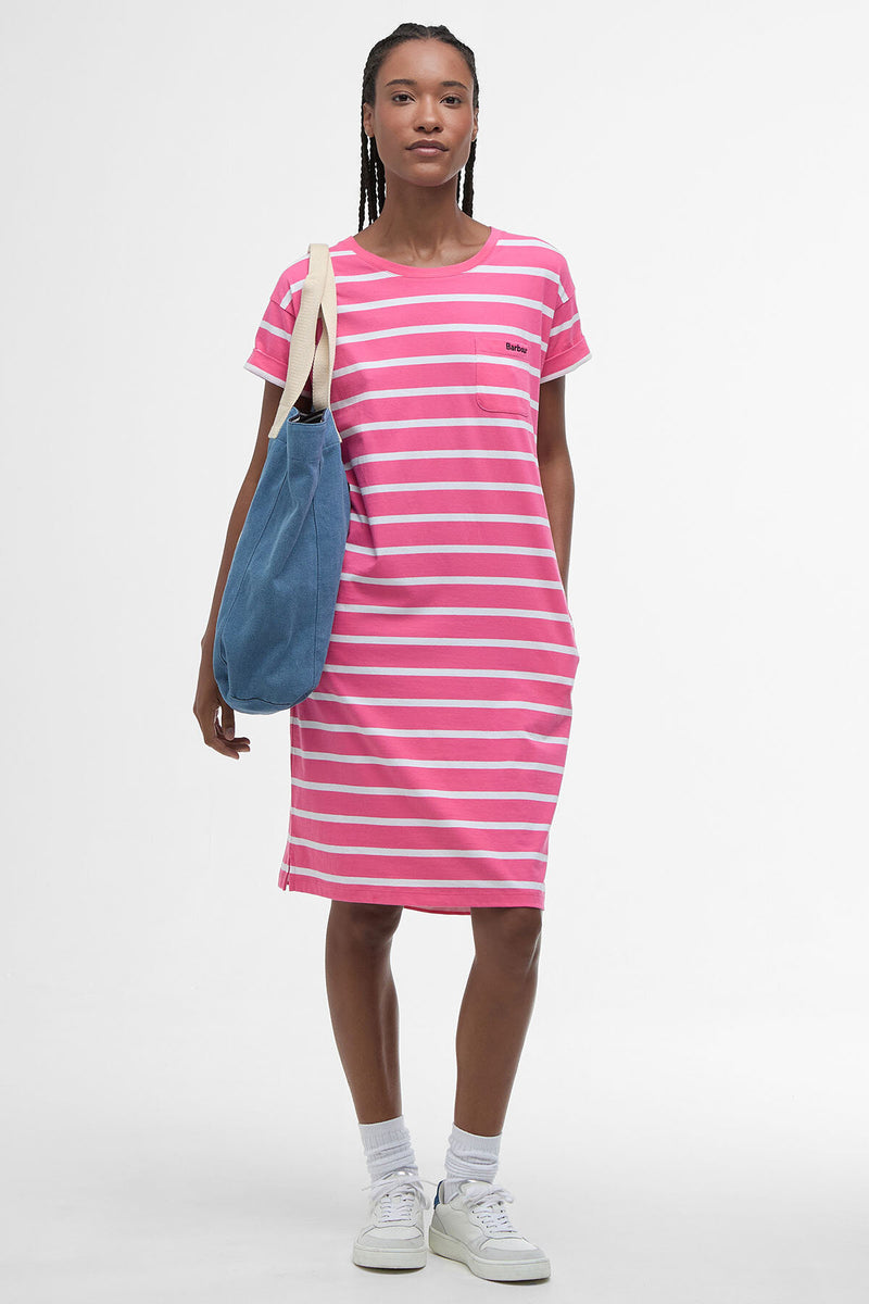 Otterburn Striped T-Shirt Dress Rose pink/white by Barbour Lady | Women