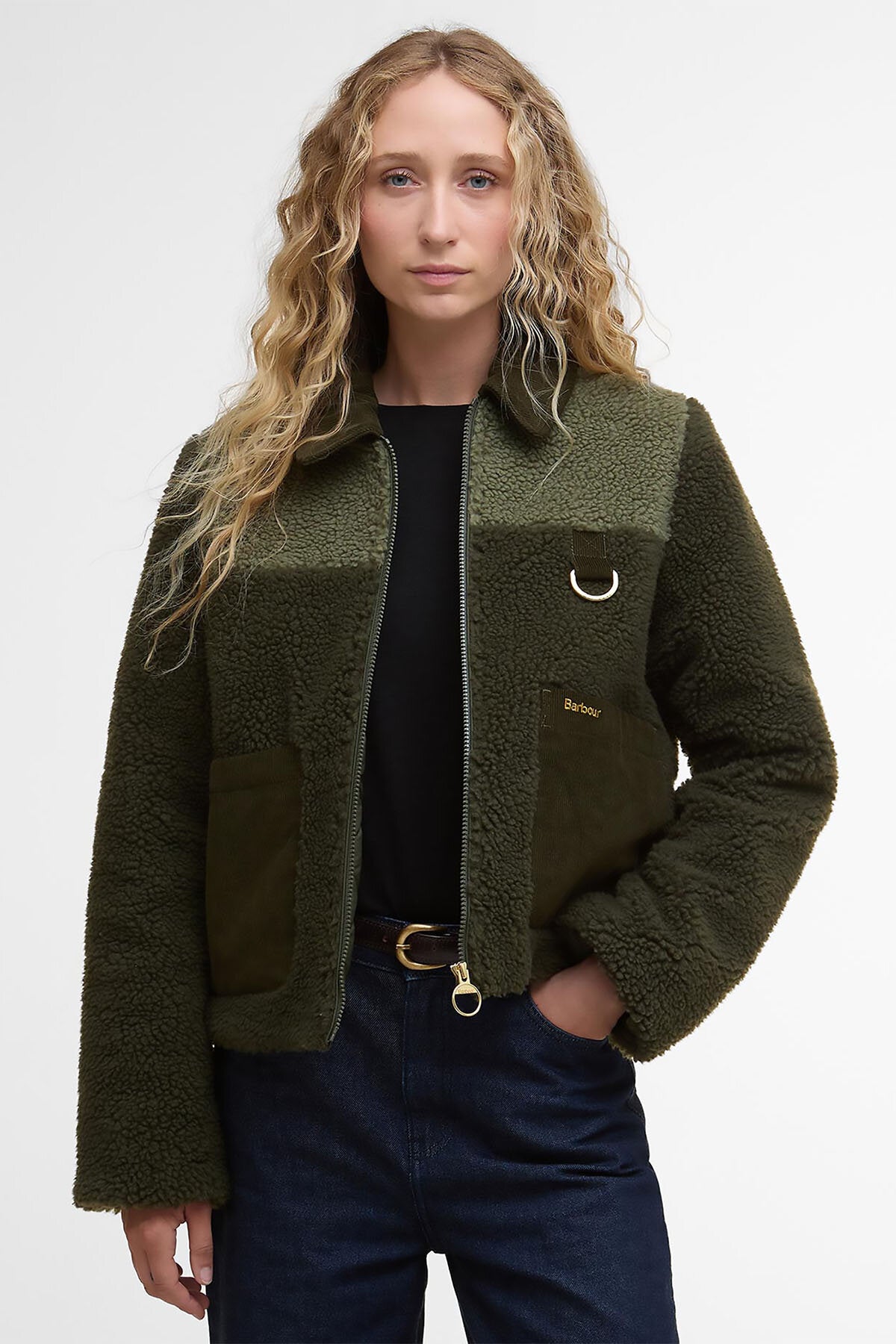Malena Cropped Fleece Olive/light moss by Barbour Lady | Women