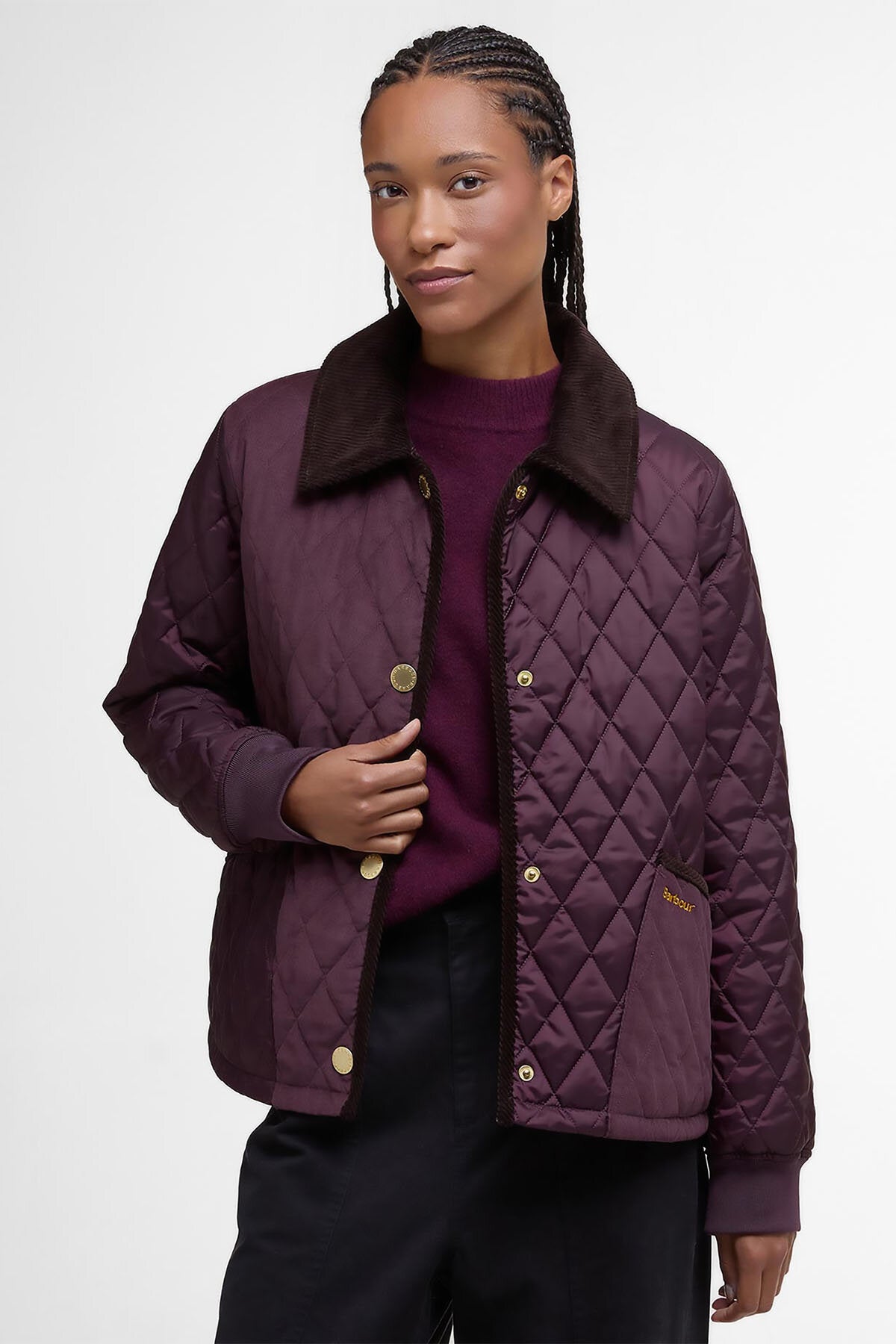 Marla Quilted Jacket Black cherry.5dk brw.5 by Barbour Lady