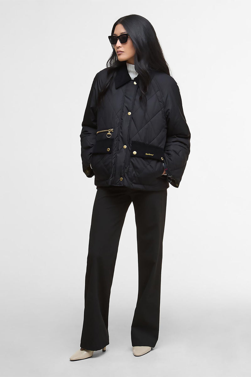 Martha Quilted Jacket Black/classic tartan by Barbour Lady Women