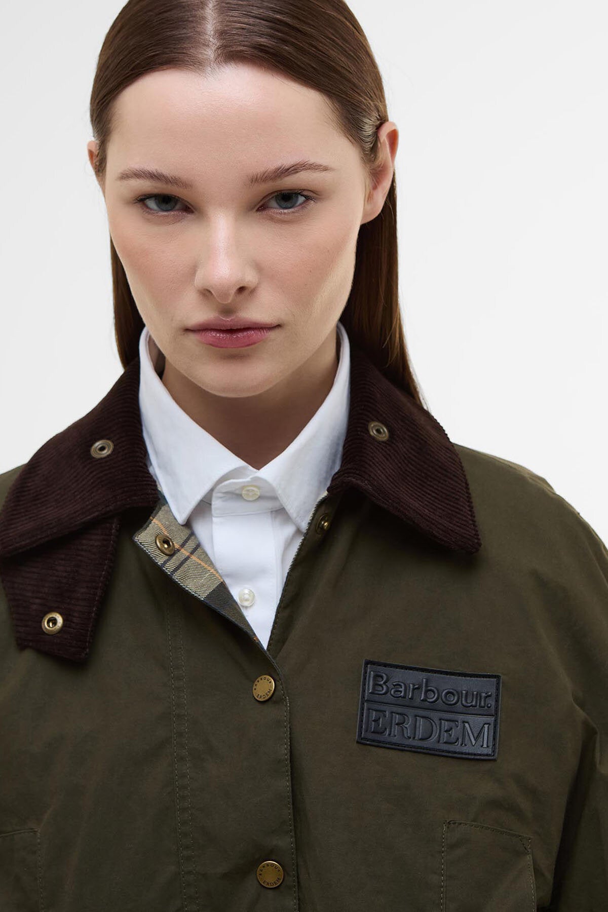 Barbour x ERDEM Reversible Clover Showerproof Trapeze Jacket Khaki