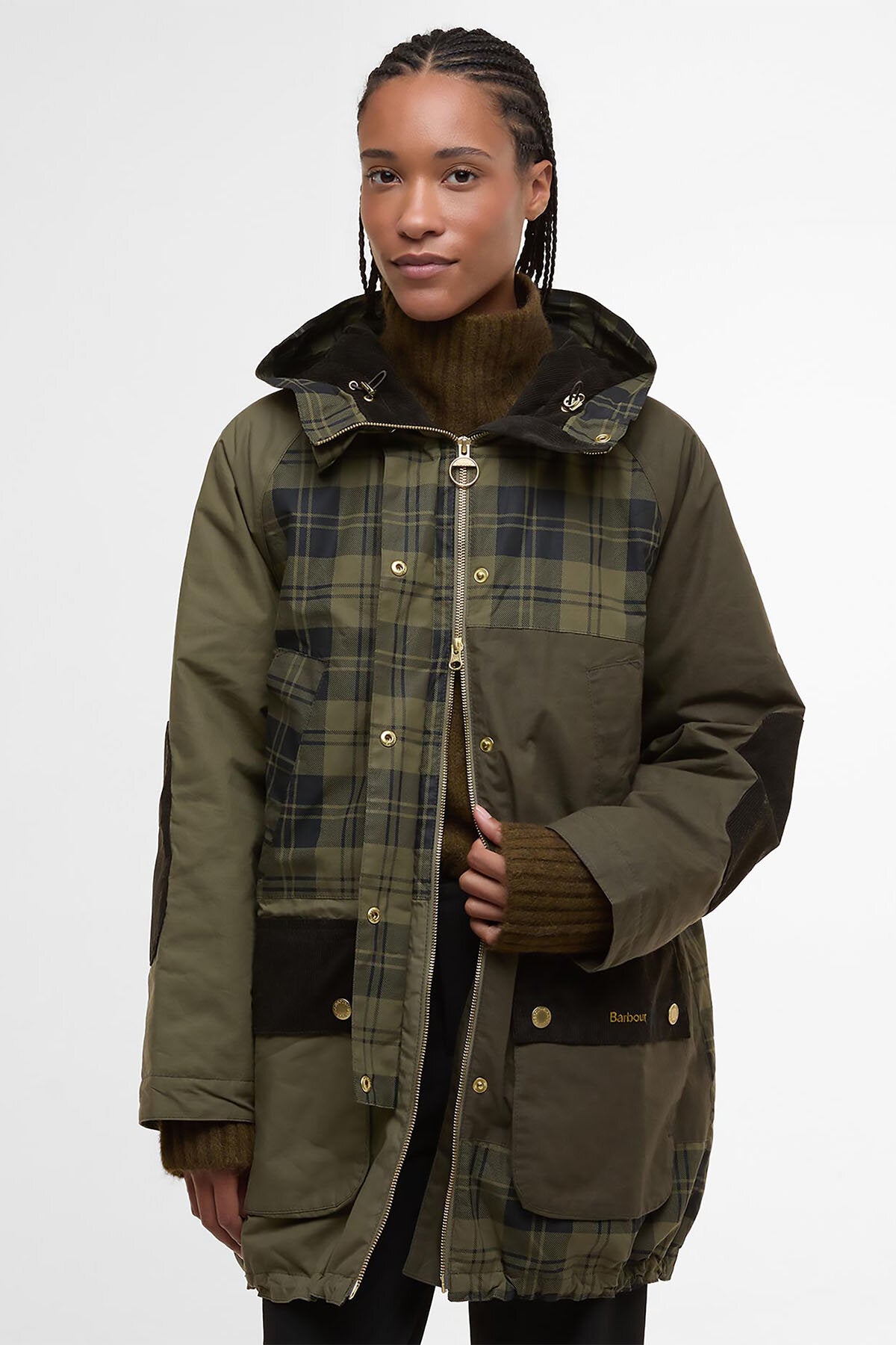 Shelley Showerproof Jacket Olive check/olive/kh by Barbour Lady