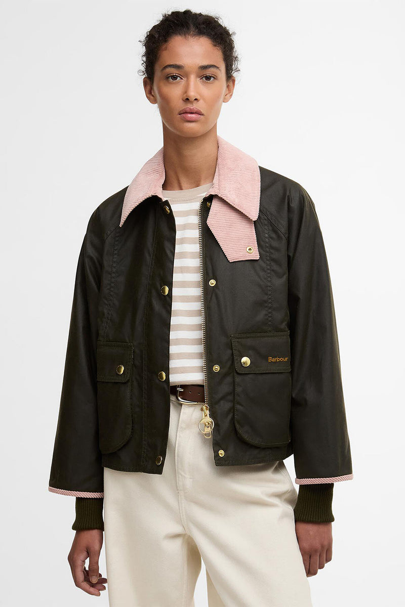 ジャケット・アウター Barbour Cropped Beadnell Waxed Jacket Archive olive/ancien by Barbour Lady