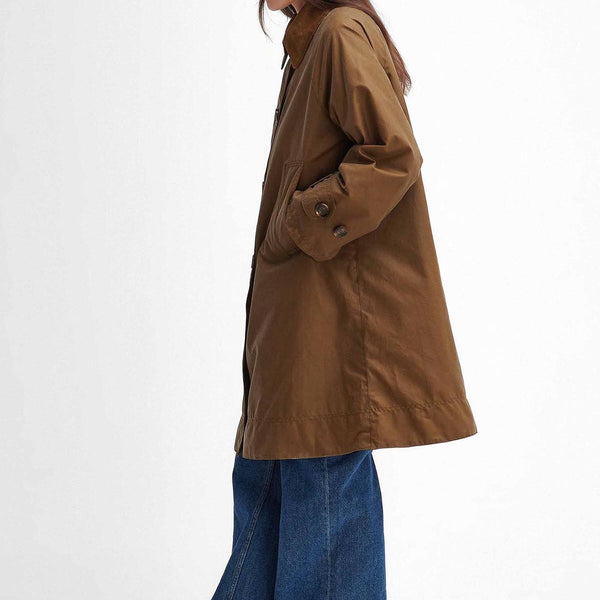 Hartwick Waxed Car Coat Sand/muted cabernet by Barbour Lady