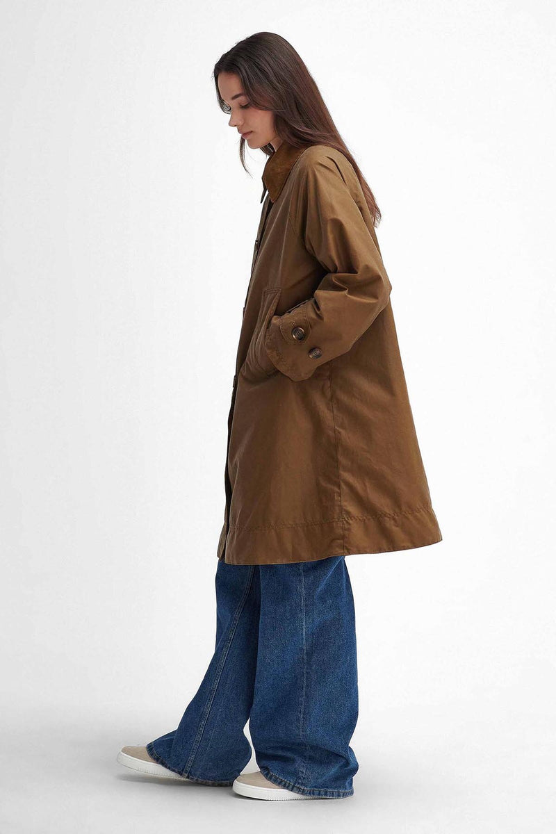 Hartwick Waxed Car Coat Sand/muted cabernet by Barbour Lady