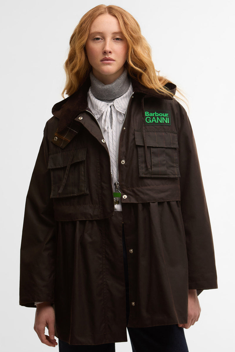 Barbour x GANNI Peplum Waxed Jacket