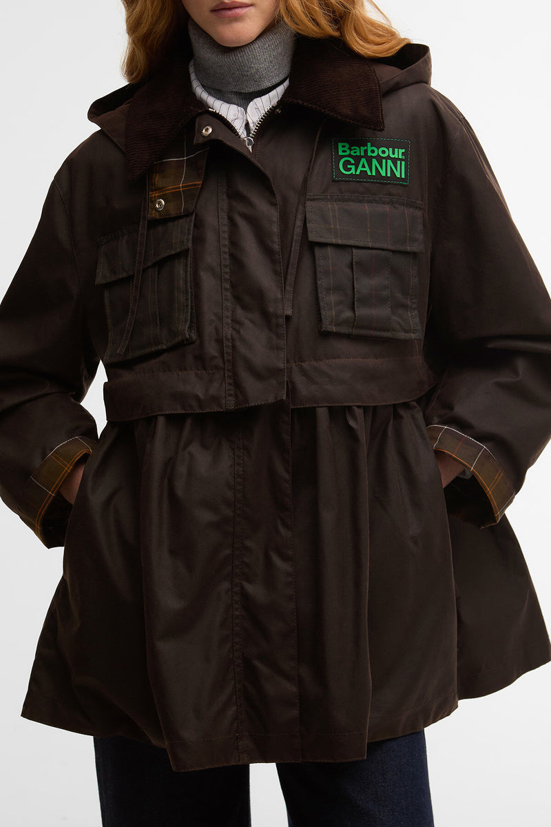 Barbour x GANNI Peplum Waxed Jacket
