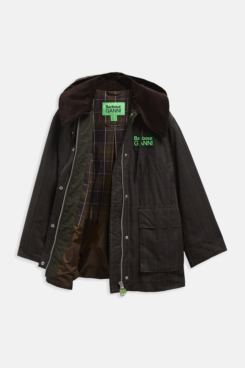 Barbour x GANNI Tartan Waxed Duffle Coat