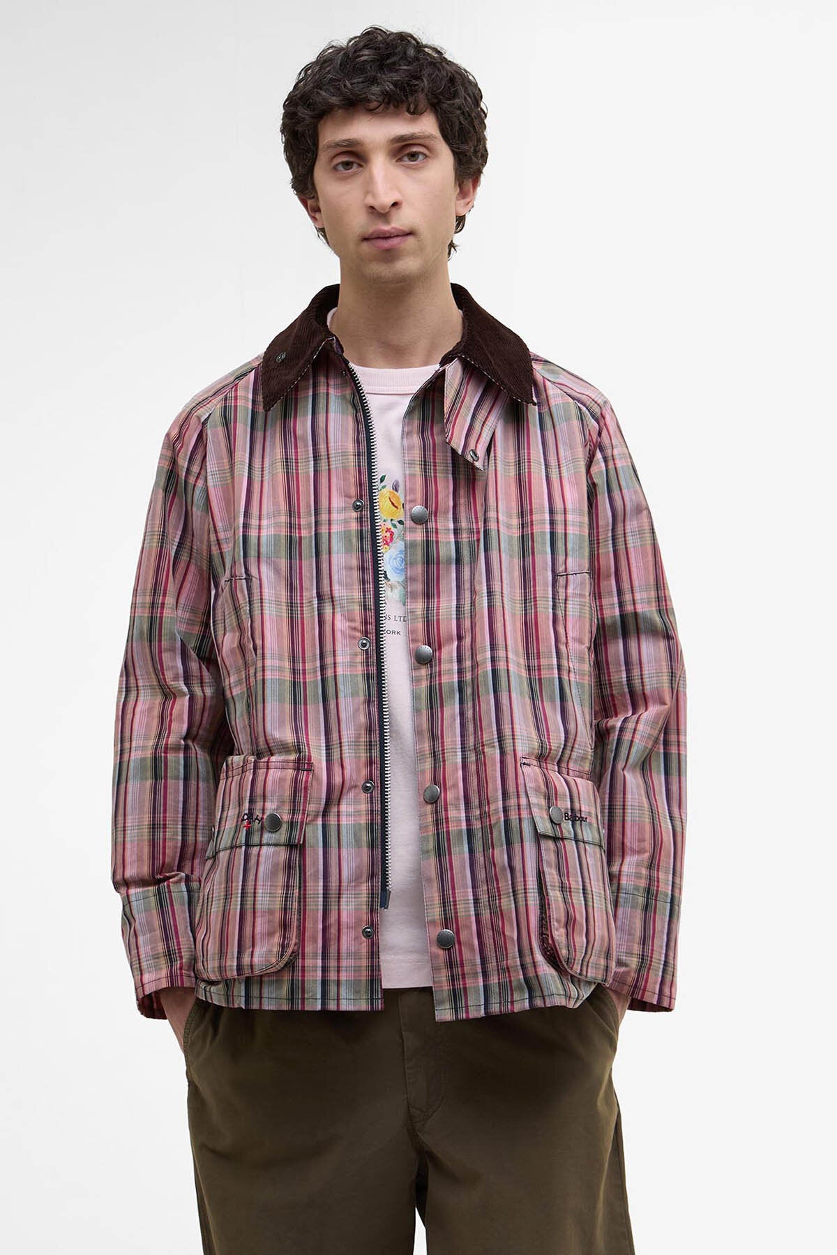 Barbour x NOAH Madras Bedale Casual Jacket Noah madras pink by