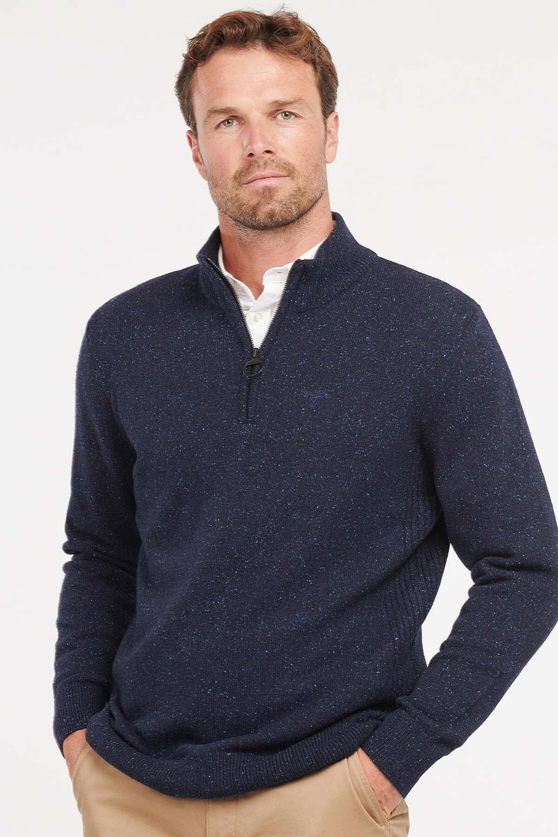 Essential Tisbury Half Zip Knitted Jumper Navy by Barbour Men WP Store