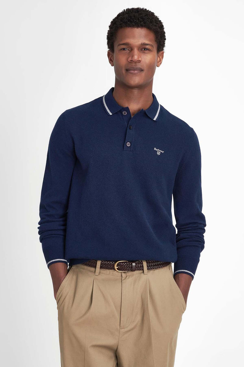 Nocton Knitted Long-Sleeved Polo Shirt