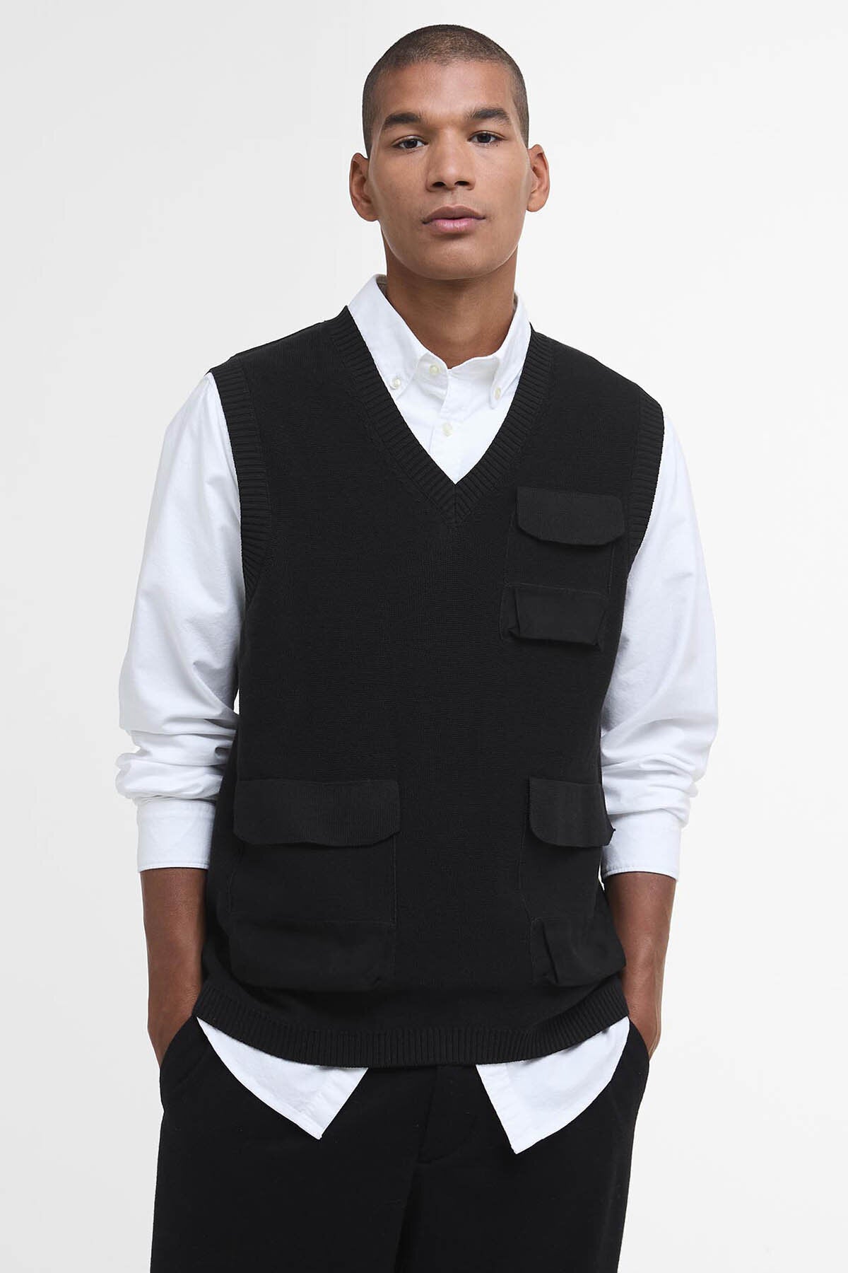 Barbour x TO KI TO Multi-Pocket Sweater Vest Black by Barbour