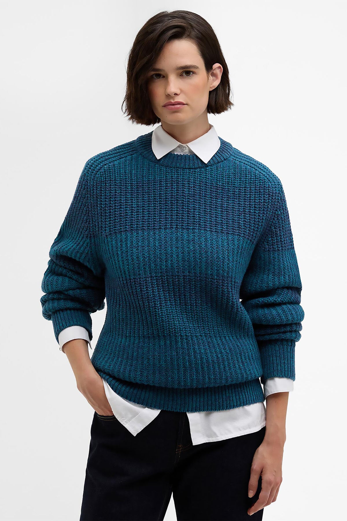 Paul Smith loves Barbour Saddle Crew Neck Jumper Rosette blue by
