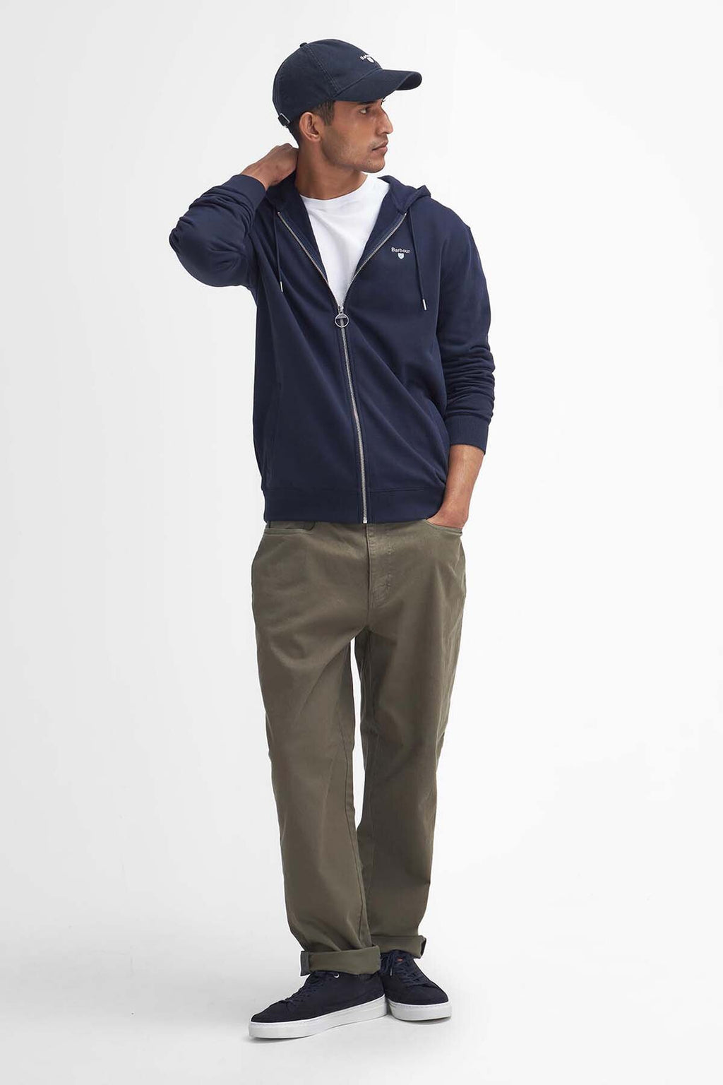 Beckhill Zip-Up Hoodie Navy by Barbour | Men | WP Store