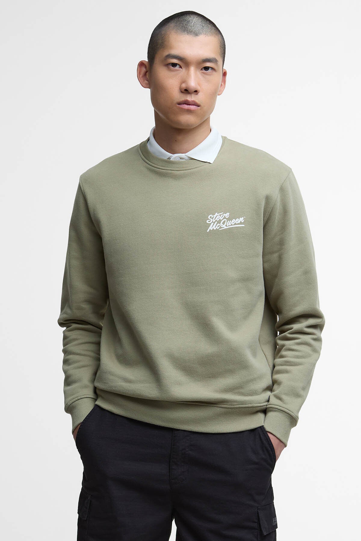 B.Intl Giles Steve McQueen Sweatshirt Bleached olive by Barbour 