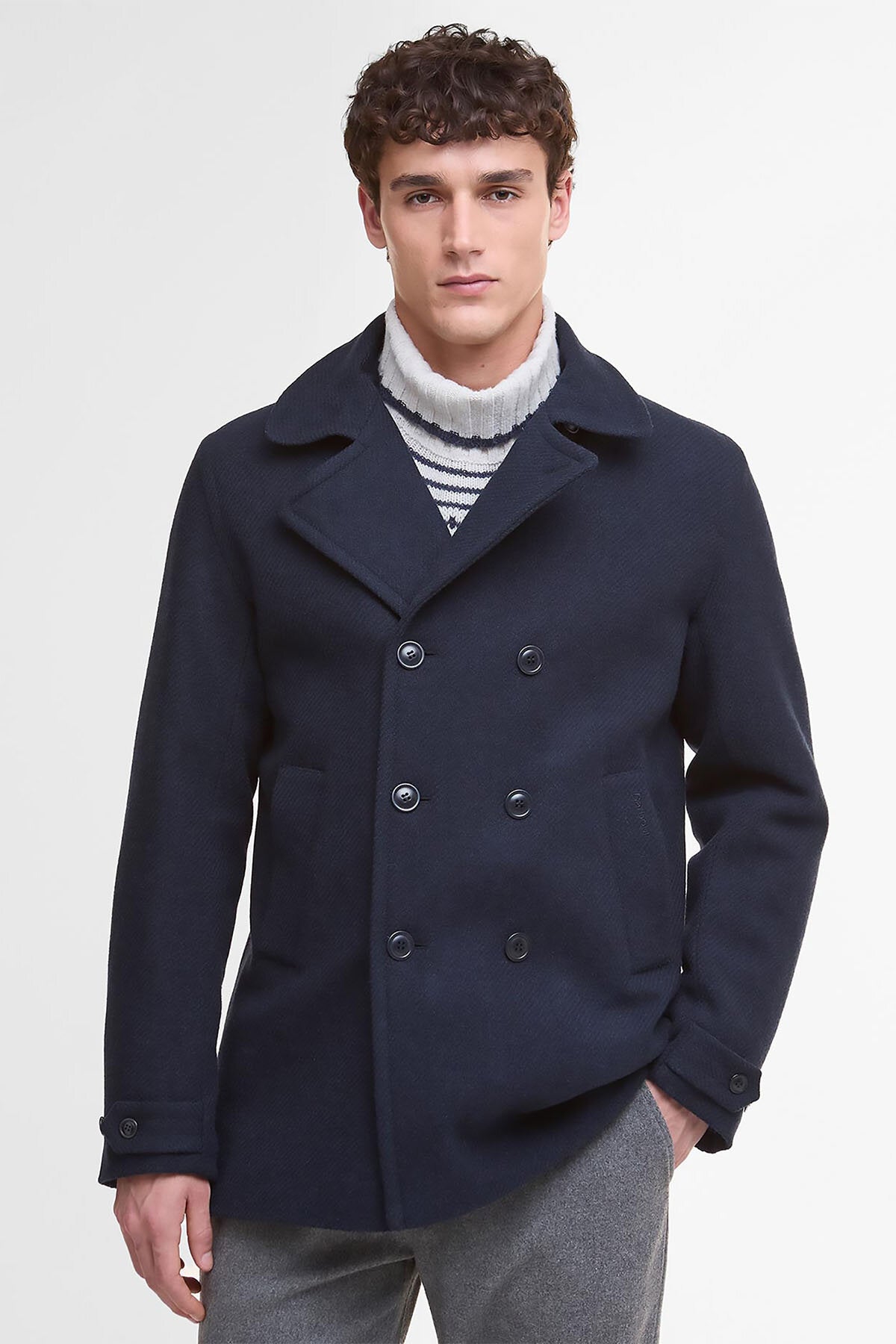 Newfield Wool Pea Coat Navy/classic by Barbour | Men | WP Store