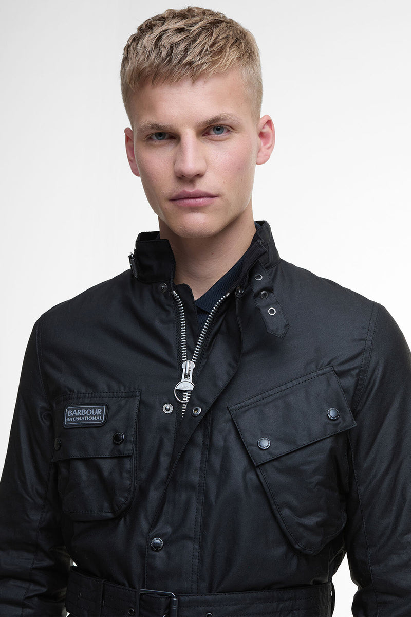 Winter Sl International Wax Jacket Black by Barbour International