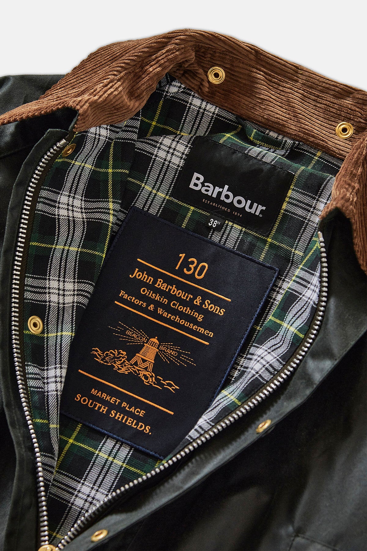 Barbour 130th Anniversary Gamefair Waxed Jacket Sage by Barbour