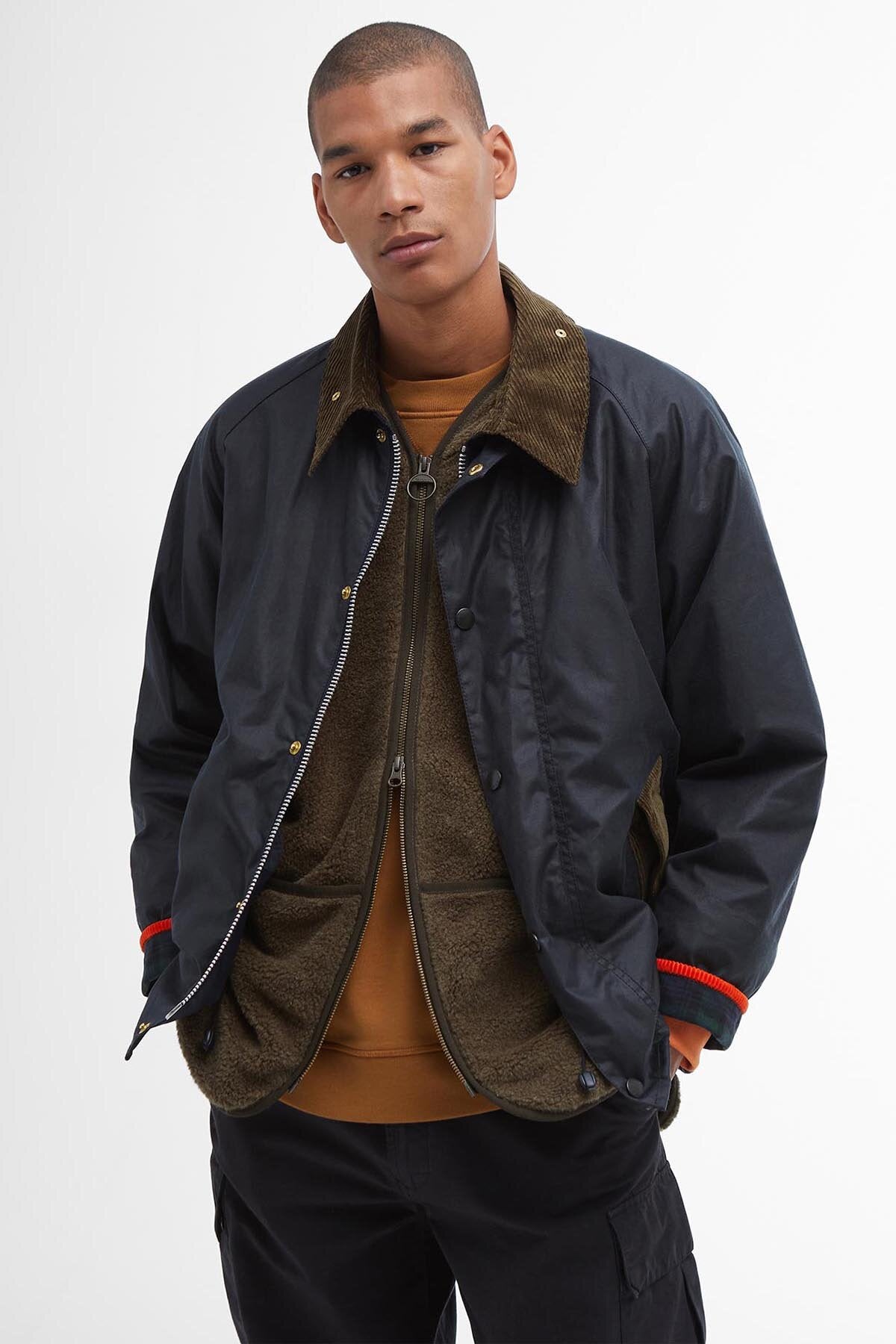 Barbour x Flower Mountain Oversized Transport Waxed Jacket Navy by