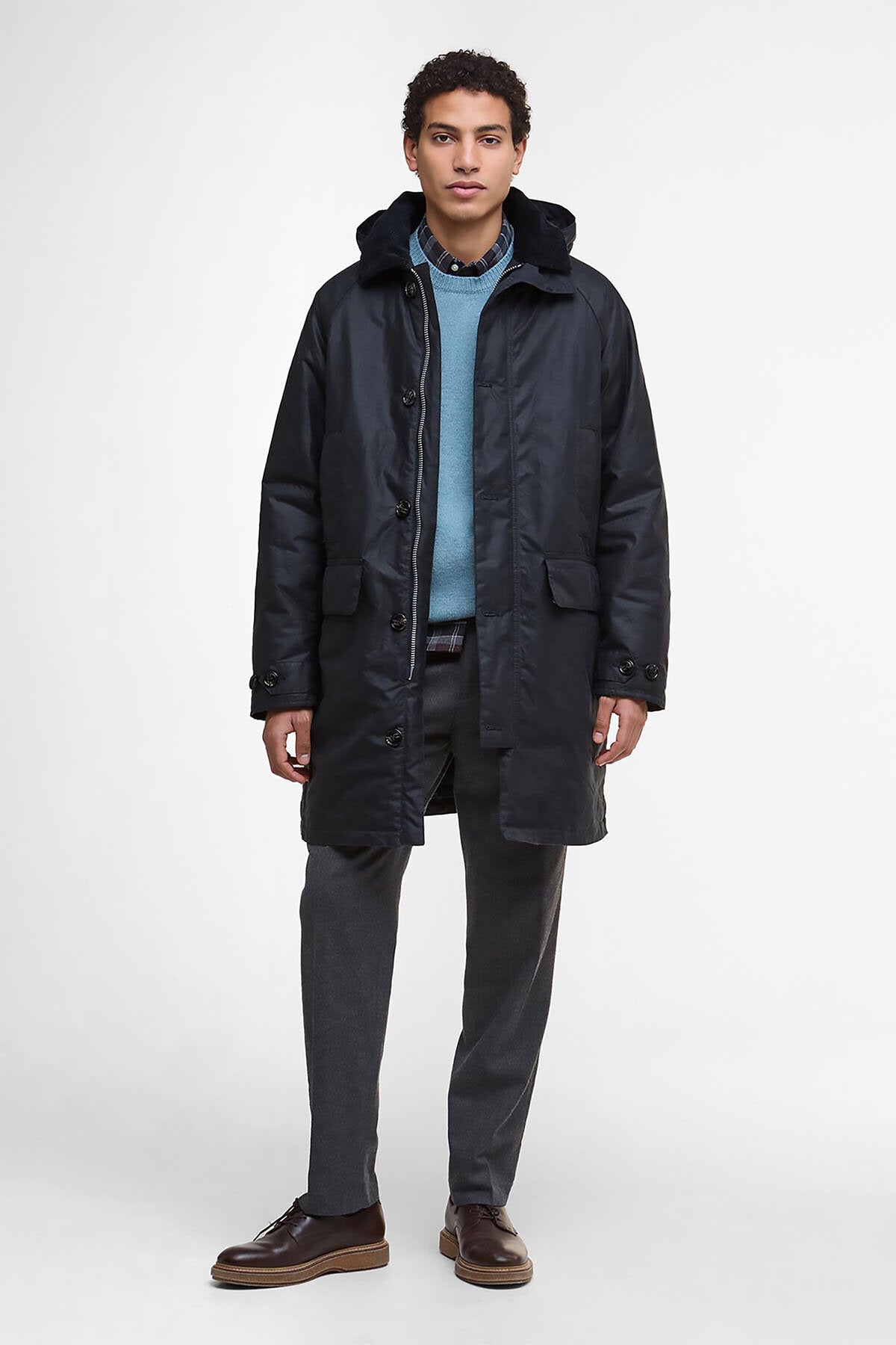 Beaudale Waxed Trench Coat Navy by Barbour | Men | WP Store