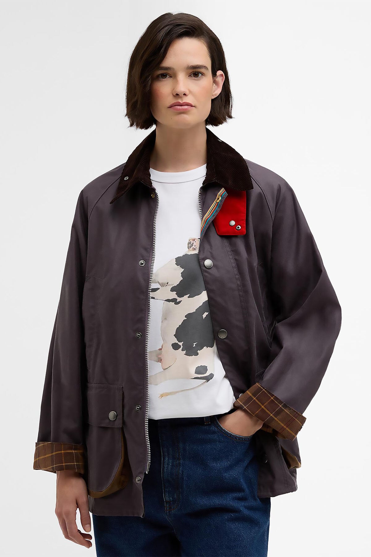 Paul Smith loves Barbour Oversized Bedale Waxed Jacket Grey lilac Paul Smith loves Barbour Oversized Bedale Waxed Jacket Grey lilac