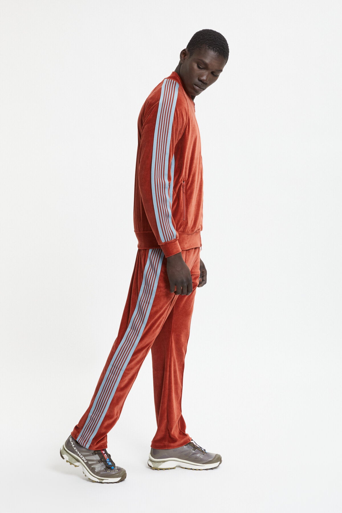 【BRICK】VELOUR FLARE TRACK PANTS Narrow Velour Track Trousers Brick by Needles | Men | WP Store