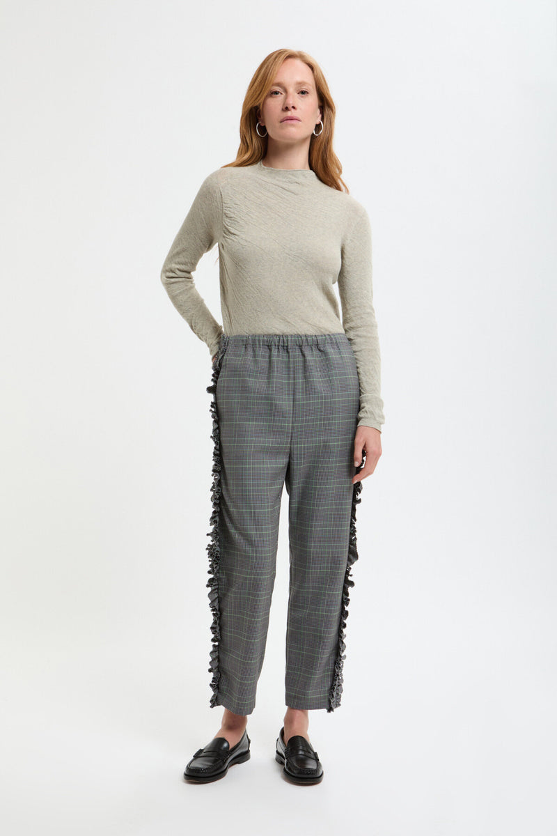 Pantaloni con volant laterali - Gabardine
