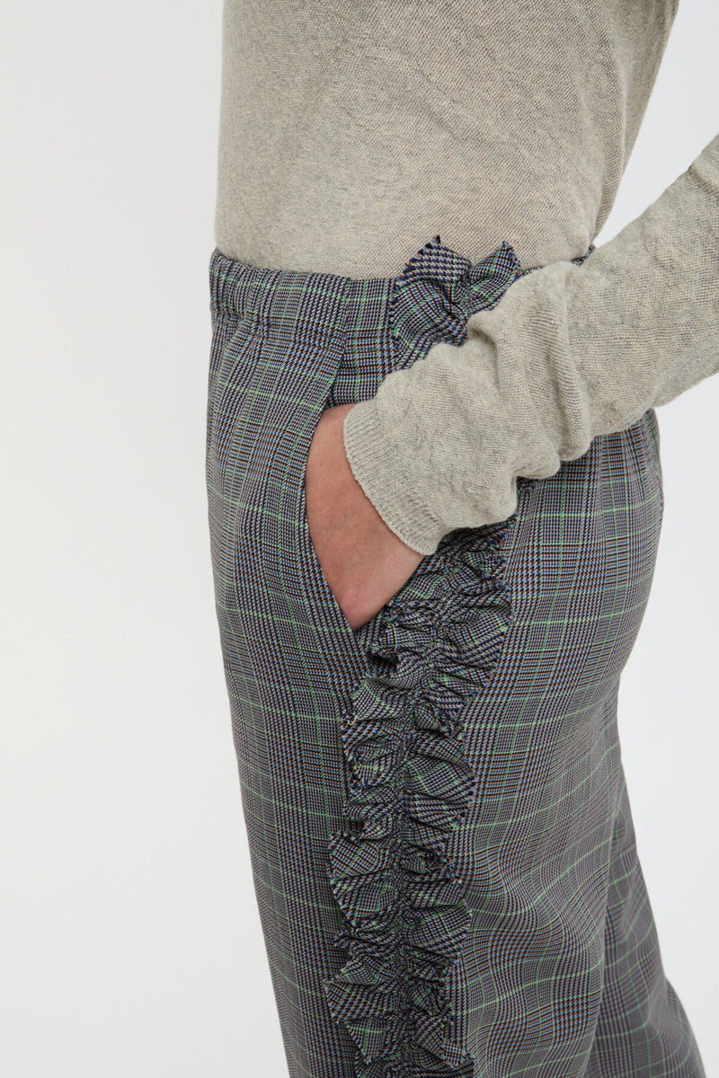 Pantaloni con volant laterali - Gabardine