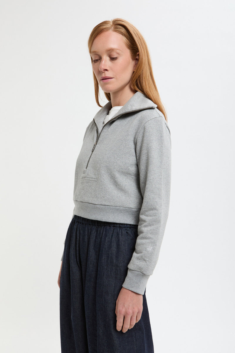 Felpa con Mezza Zip - French Terry