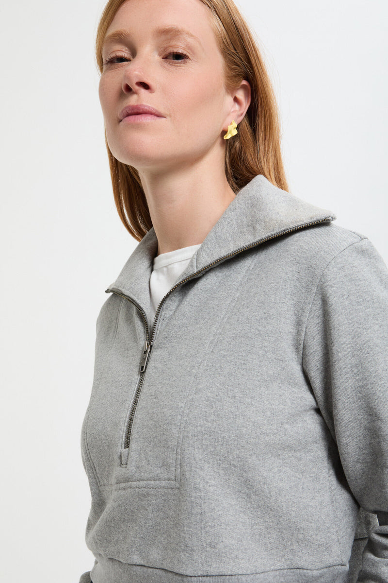 Felpa con Mezza Zip - French Terry