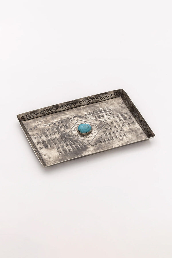 Medium Stamped Tray with Turquoise