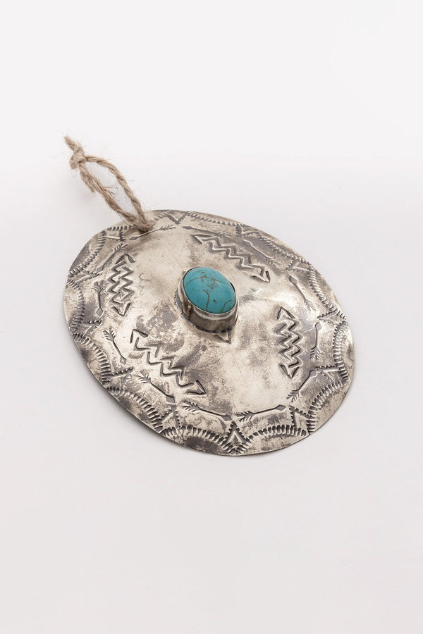Ornamento ovale in argento con Turchese