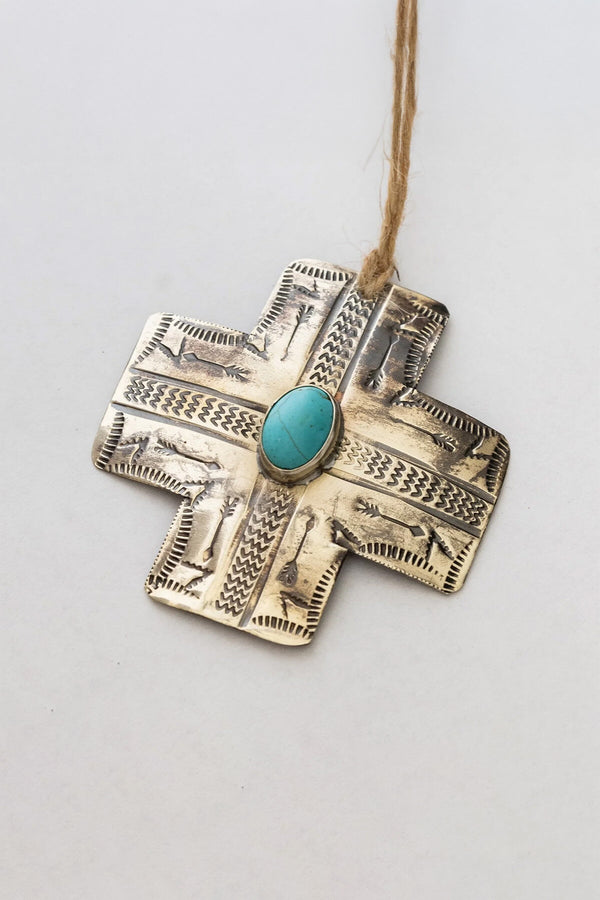 Ornamento a Croce in Argento con Turchese