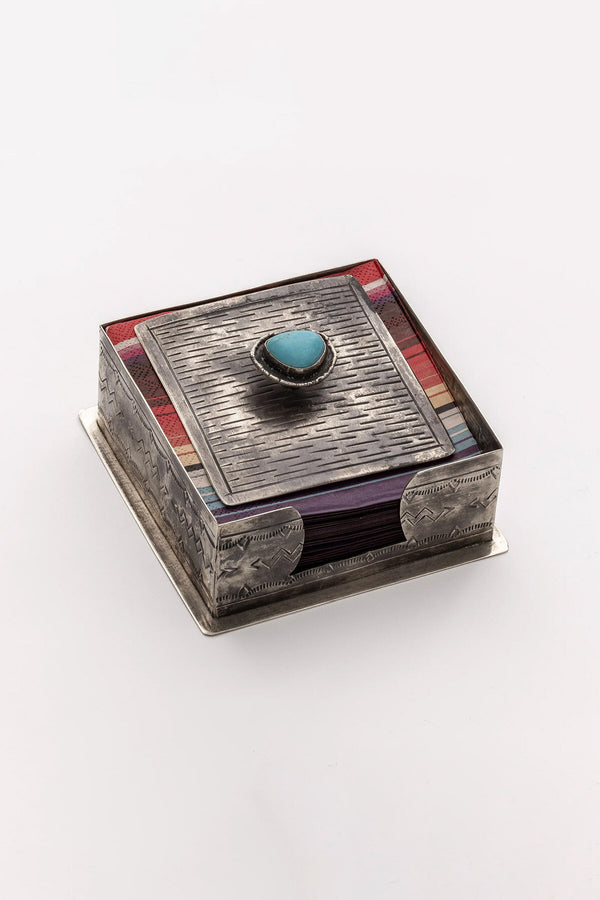 Cocktail Napkin Holder With Turquoise